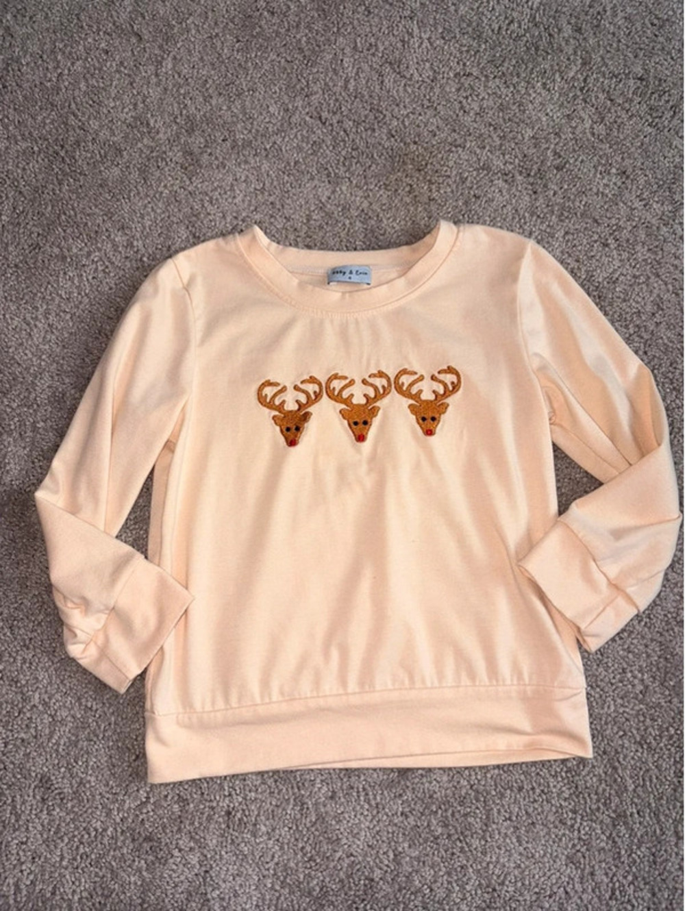Abby & Evie Girls Christmas Reindeer Long Sleeve Shirt Size 4